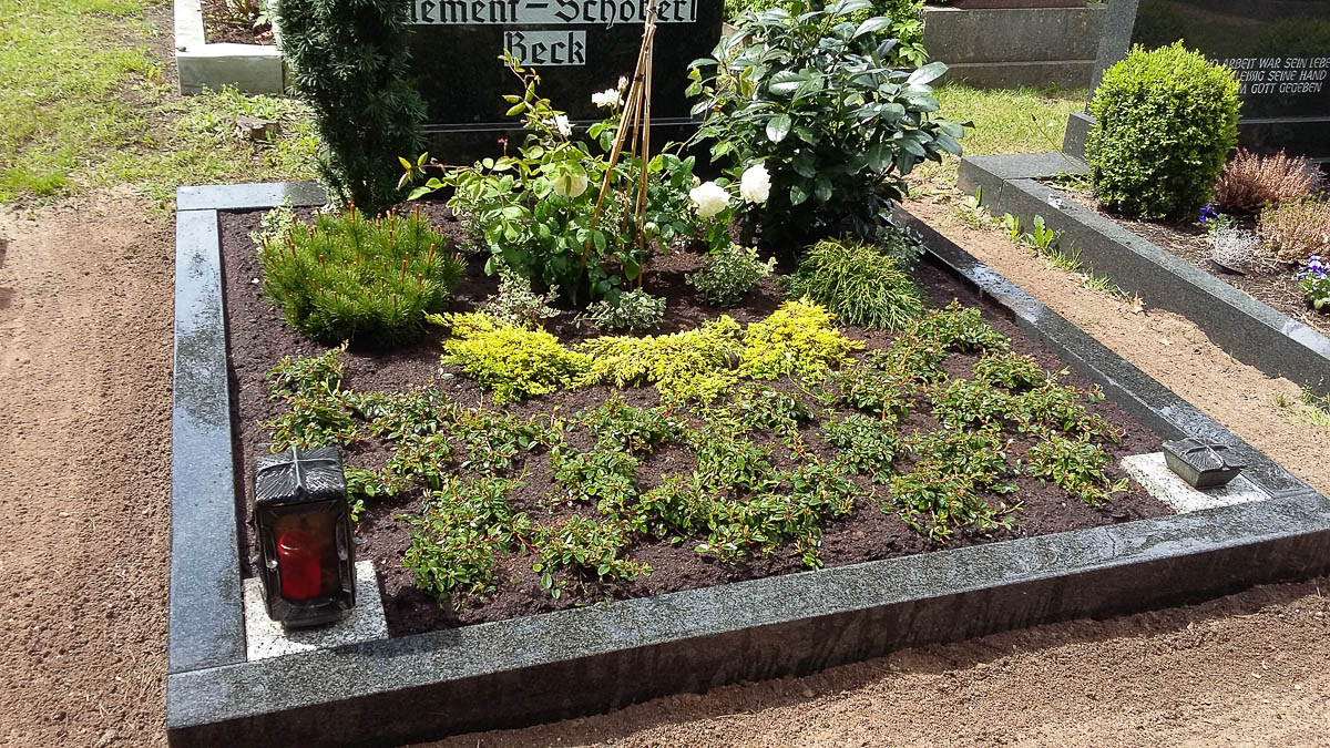 Grabplflege vorher - nachher in Röthenbach Pegnitz - Blumen Werner